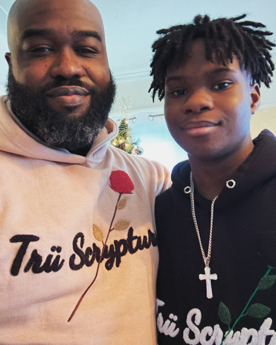 Picture of two models wearing rose hoodies.