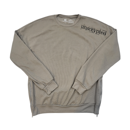 Unscrypted Sidezip Crewneck - Heather Stone