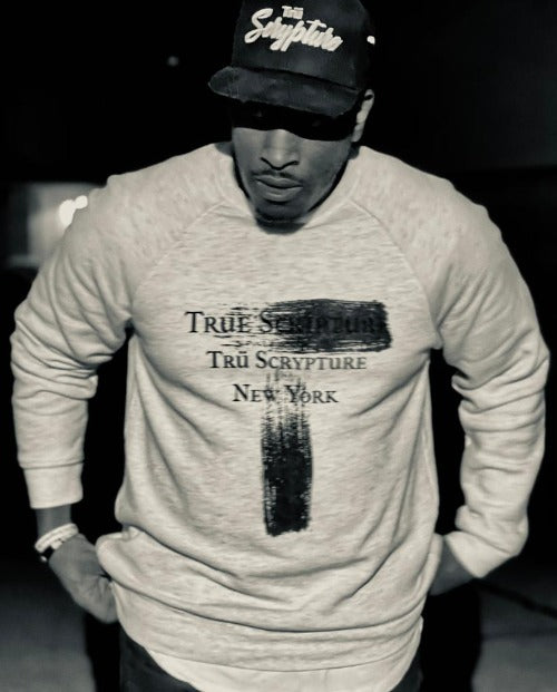 Model wearing the Trüly Correct crewneck.
