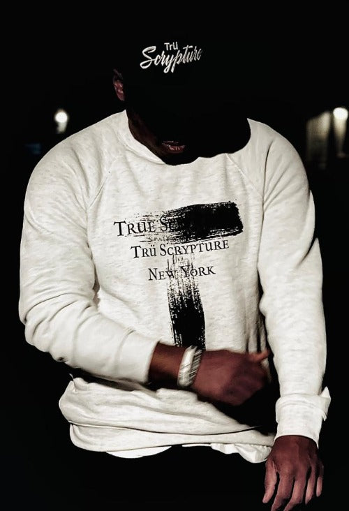 Model wearing the Trüly Correct crewneck.