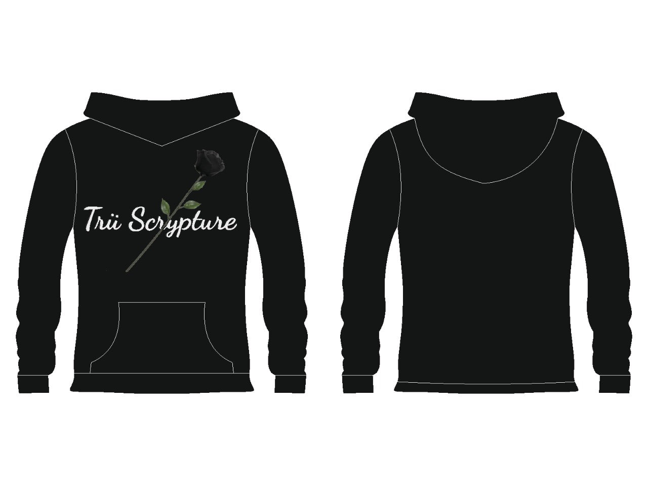 Trü Scrypted Black Rose Hoodie - Onyx