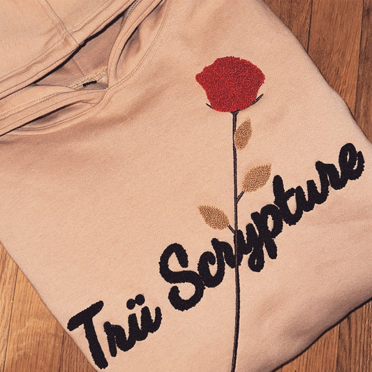 Picture of the Tru red rose hoodie.