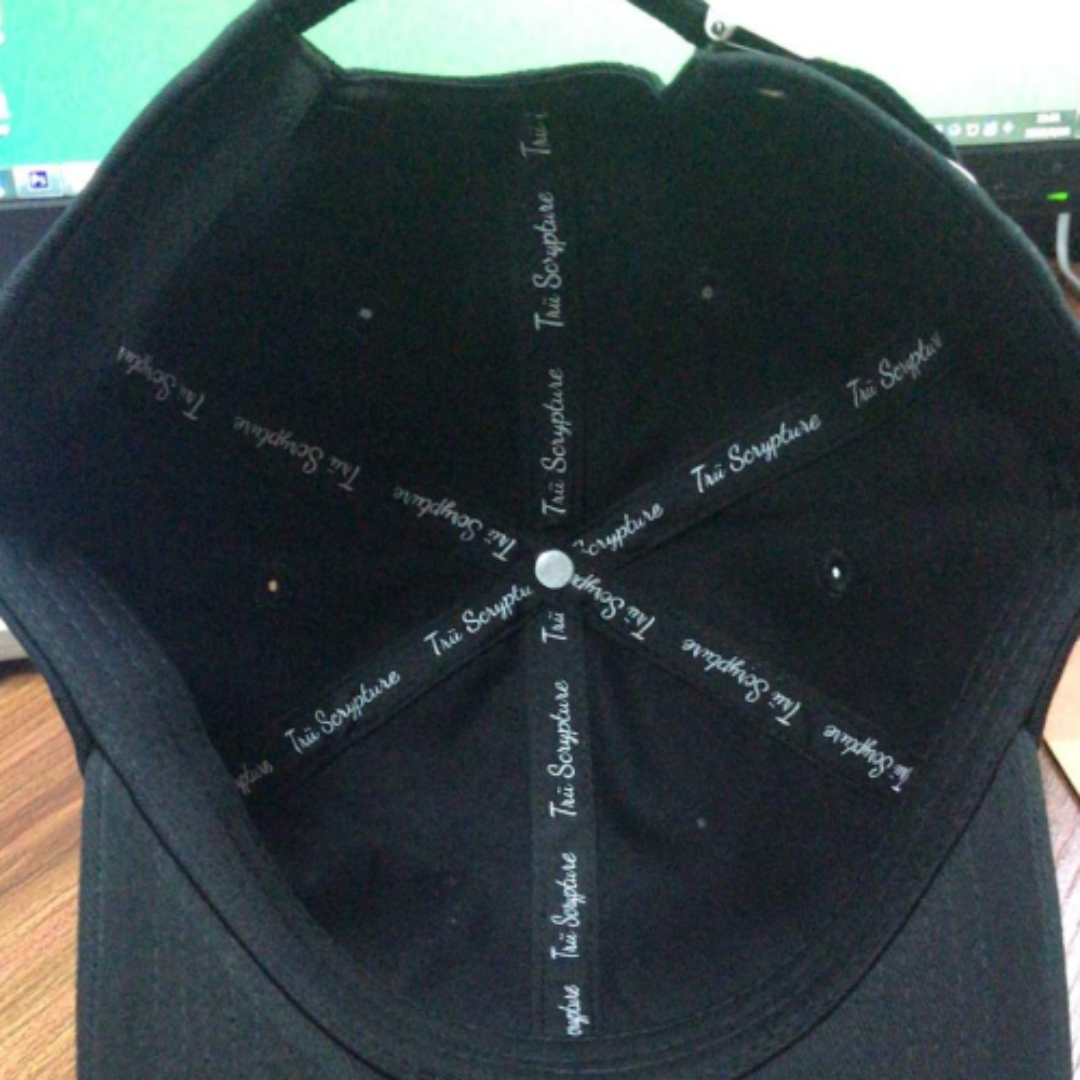 Picture of  the Trü Scrypted Black Rose Dad Hat from the underneath that hat.
