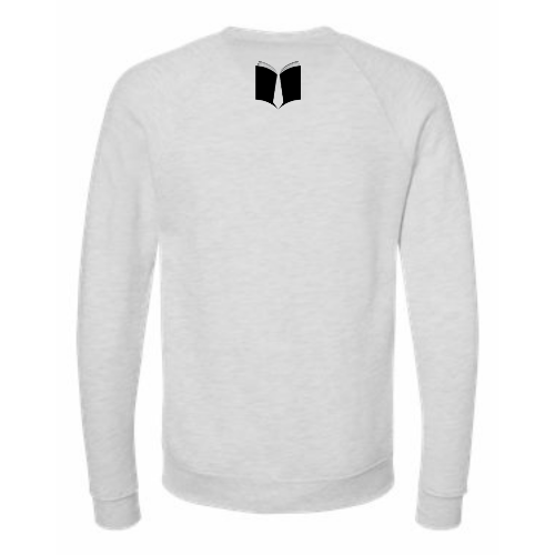 Picture of the Trüly Correct crewneck from behind showing the book logo on the back.