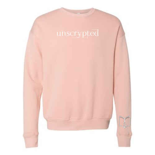 Picture of Unscrypted crewneck in peach color.