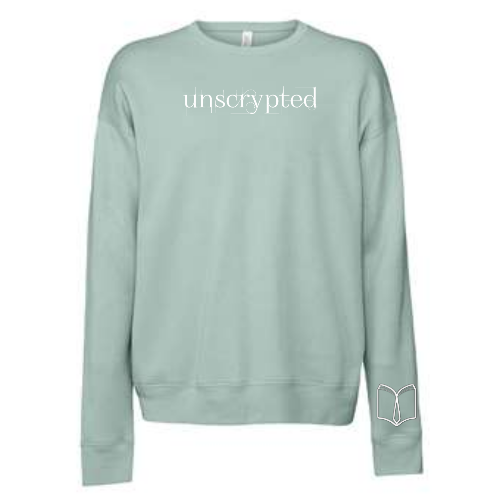 Picture of Unscrypted crewneck in Dusty Blue color.